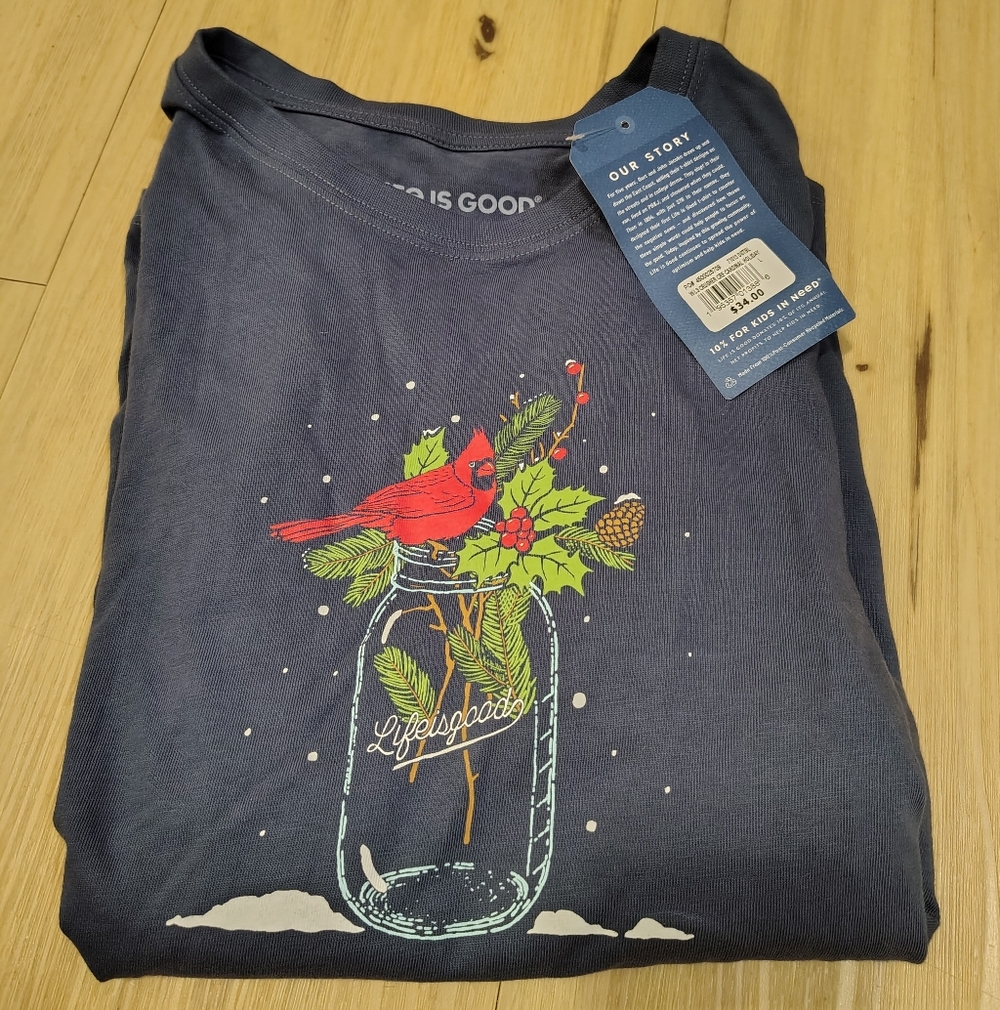 Life Is Good Cardinal Holiday Long Sleeve Tshirt